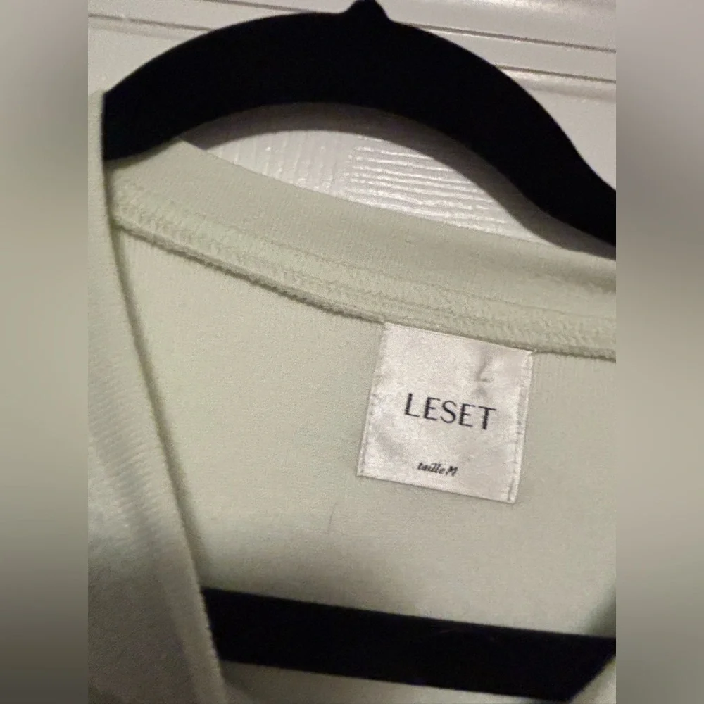 Leset Teddy Classic Crew & Jogger Set Celery Green  M French Terry Loungewear